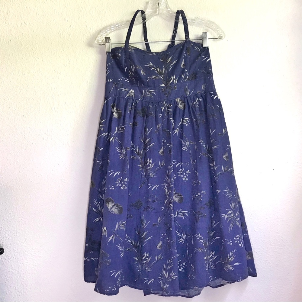 Gap blue linen cotton dress empire waist